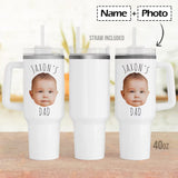Custom Face&Name 40oz Stainless Steel Travel Tumbler with Handle and Straw Lid Large Capacity Car Cup Father's Day Gifts