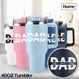 Custom Name 40oz Stainless Steel Travel Tumbler with Handle and Straw Lid Large Capacity Car Cup Father's Day Gifts
