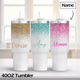 Custom Name Bling Bling 40oz Stainless Steel Travel Tumbler with Handle and Straw Lid Large Capacity Car Cup