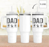 Custom Name Dad 40oz Stainless Steel Travel Tumbler with Handle and Straw Lid Large Capacity Car Cup Father's Day Gifts