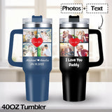 Custom Your Photo&Text 40oz Stainless Steel Travel Tumbler with Handle and Straw Lid Large Capacity Car Cup