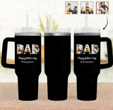 Custom Your Photos 40oz Stainless Steel Travel Tumbler with Handle and Straw Lid Large Capacity Car Cup Father's Day Gifts
