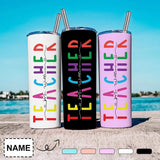 Custom Name Multicolor Travel Tumbler 20OZ Stainless Steel Personalized Straight Sulimation Car Cup Back to School Gifts for Teacher