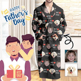 Custom Face Black We Love Dad Men's Summer Bathrobe Gifts for Him-Father's Day Gift