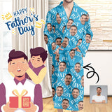 Custom Face Blue Funny Best Dad Men's Summer Bathrobe Gifts for Him-Father's Day Gift