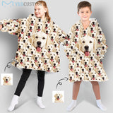 Custom Dog's Face Seamless Kids Hooded Pajama Fleece Loungewear