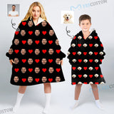 Custom Face Love Heart Hooded Pajama Fleece Loungewear For Women