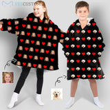 Custom Face Love Heart Kids Hooded Pajama Fleece Loungewear For Kid