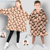 Custom Face Seamless Kids Hooded Pajama Fleece Loungewear For Kid