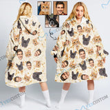 【Highly Recommend】 #Top 1 Wearable Blanket Hoodie Custom Faces Blanket Hoodie for Women Personalized Oversized Hoodie Fleece Blanket Photo Gifts