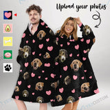 【Upgraded version with high quality】-Wearable Blanket Custom Pet Face Blanket Hoodie Personalized Oversized Hoodie Fleece Blanket Warm Hoodie Dog Lover Gift