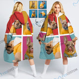 Wearable Blanket Custom Pet Photos Blanket Hoodie for Women Personalized Oversized Hoodie Fleece Blanket Photo Gifts