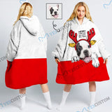 Wearable Blanket Hoodie Custom Dog Face Blanket Hoodie for Women Personalized Oversized Hoodie Fleece Blanket Merry Christmas Gifts