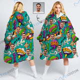 Wearable Blanket Hoodie Custom Face Bomb Funny Blanket Hoodie for Women Personalized Oversized Hoodie Fleece Blanket Photo Gifts