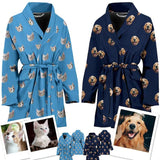 Custom Face or Photo Fleece Robe Personalized All Over Print Pajama Kimono Robe for Men Women
