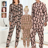 Custom Face Seamless Family Matching Pajamas Personalized Long Sleeve Pajama Set Sleep or Loungewear