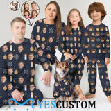 Custom Photo Blue Pajamas Personalized Family Matching and Pet Hoodie Set Christmas Matching Sleepwear