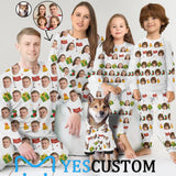 Custom Photo White Pajamas Personalized Family Matching and Pet Hoodie Set Christmas Matching Sleepwear