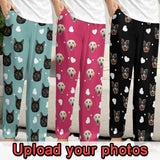 Custom Face Love Heart Slumber Party Unisex Long Pajama Pants Best Christmas Gifts for Pet Lovers