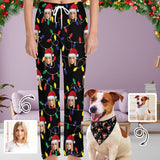 Custom Face Colored Light Bulbs Christmas Pajama Pants and Pet Dog Bandana