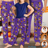 Halloween Family Matching Pajama Pants Custom Face Purple Pumpkin Head Tracksuit Halloween Party