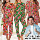 Custom Face Loungewear Personalized Fashionable Flower Elements Pajamas