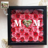Personalized Photo Love Mom Customized Memory Shadow Box Frame Flower Display Case Mother's Day Birthday Gifts for Mom Wife Grandma