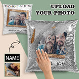 Custom Couple Photo&Name Sequin Pillow Case Personalized Pillow Cover 15.7