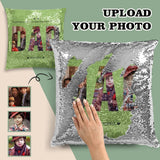 Custom Photo Dad Sequin Pillow Case Personalized Family Picture Pillow Cover 15.7