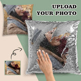 Pillow Cover with Custom Photo Design Simple Sequin Pillow Case Gift 15.7