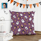 Custom Face Ghost Purple Pillow Case Personalized Throw Pillow Cover Halloween Decorations