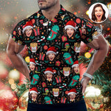 Custom Face Christmas Decoration Santa Hat All Over Print Polo Shirt Personalized Men's Golf Shirt