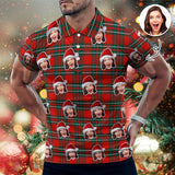 Custom Face Red Merry Christmas All Over Print Polo Shirt Personalized Men's Golf Shirt