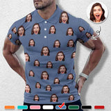 Custom Girlfriend Face Multicolour All Over Print Polo Shirt Personalized Men's Golf Shirt