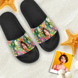 Custom Face Colorful Flowers Sandals Personalized Girlfriend Face Slides