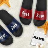 Custom Couple Name Sandals Personalized Name Blue And Red Slides