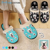 New Product Discounts-Custom Dog Face Multicolor Fuzzy Slippers for Women and Men Personalized Photo Non-Slip Slippers Indoor Warm House Shoes