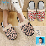 New Product Discounts-Custom Seamless Face Fuzzy Slippers for Women and Men Personalized Photo Non-Slip Slippers Indoor Warm House Shoes