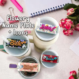Personalized Stanley Tumbler Name Tag Custom Name Flowery and Icon Cup Plate Lid Topper for 20/30/40 OZ
