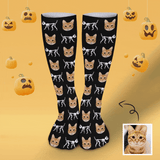 Custom Face Sublimated Crew Socks Yellow Socks Personalized Funny Photo Socks Gift for Halloween