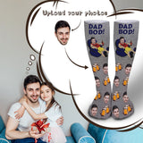 Father's Day-Custom Face Sublimated Crew Socks Dad Bod Personalized Pohto Face on Socks All Over Print Gift
