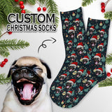Custom Pet Face Chtistmas Sublimated Crew Socks Personalized Pohto Face on Socks All Over Print Gift Unisex