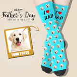 Father's Day – Custom Socks with Face Printed I Love Dad Sublimated Crew Socks Personalized Picture Socks Gift for Men