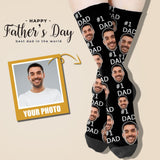 Father's Day – Socks Gift Custom Face Number One Dad Socks Personalized Photo Sublimated Crew Socks