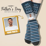 Fun Socks For Dad Custom Face We Love You Dad Socks Personalized Photo Sublimated Crew Socks