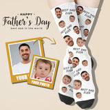 Personalized Photo Socks Custom Face Best Dad Ever Father's Day Sublimated Crew Socks