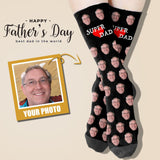 Socks For Dad Custom Face Love Socks Personalized Photo Super Dad Sublimated Crew Socks