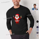 [High Quality]Custom Face Christmas Santa Round Neck Sweater for Men Personalized Long Sleeve Ugly Sweater Tops