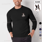[High Quality]Custom Pet Face&Name Round Neck Sweater for Men Personalized Long Sleeve Ugly Sweater Tops