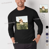 [High Quality]Custom Photo Round Neck Sweater for Men Personalized Long Sleeve Ugly Sweater Tops